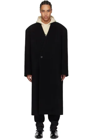 FEAR OF GOD Manteau décontracté noir en laine bouillie à col en Y
