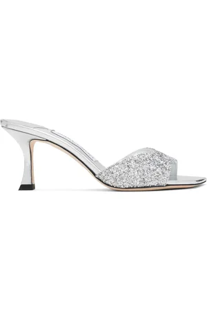 Jimmy Choo Sandales à talon sablier Skye 70 argentées