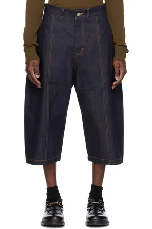 SAGE NATION Short bleu en denim à piqures