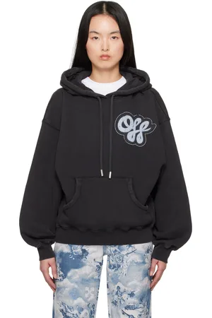 OFF-WHITE Pull à capuche noir à logo manuscrit