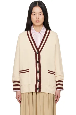 Max Mara Cardigan Vicolo blanc cassé et bourgogne