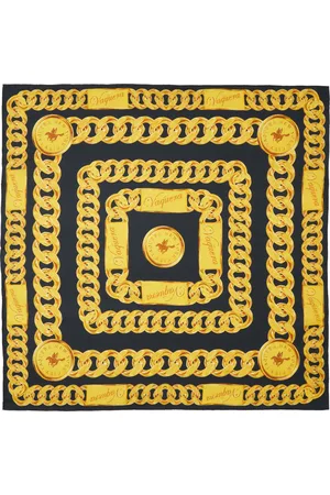 Vaquera Foulard noir en soie à motif de chaines