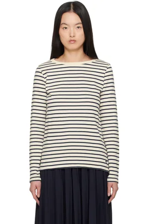 Max Mara T-shirt Erasmo blanc cassé et bleu marine