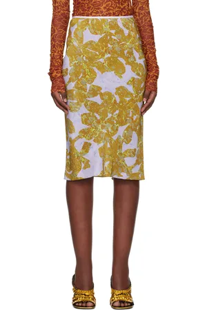 DRIES VAN NOTEN Jupe midi multicolore en crêpe chiffon de soie