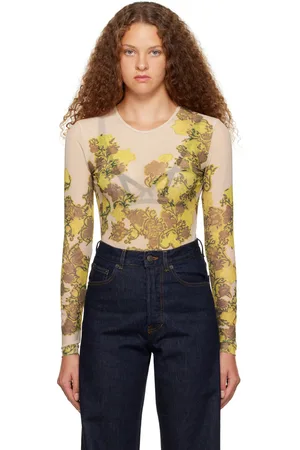 DRIES VAN NOTEN T-shirt à manches longues rose à motif fleuri