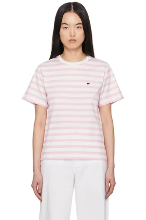 Max Mara T-shirt Satrapo rose et blanc