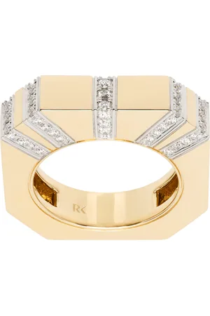 Rainbow K Bague épaisse dorée à diamants sertis en pavé