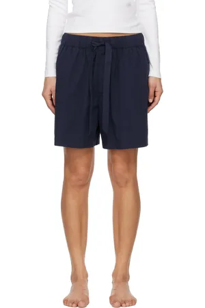 Tekla Short de pyjama bleu marine en popeline