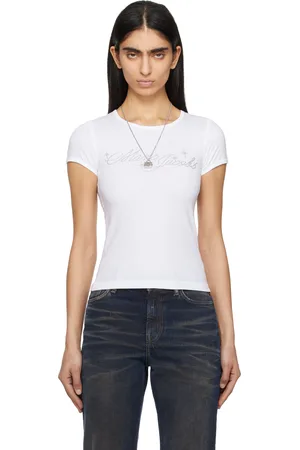 Marc Jacobs T-shirt rétréci blanc à logo en pierres du Rhin