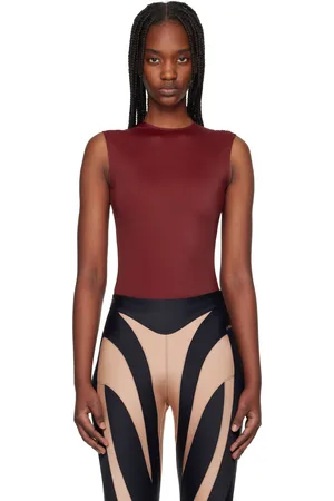 MUGLER Justaucorps sans manches bourgogne à logo à l