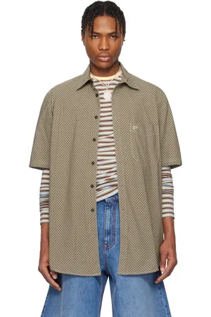 ERL Chemise à manches courtes brune à motif écossais