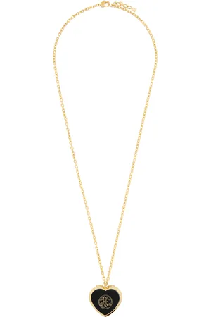 Givenchy Collier doré et noir à médaillon en forme de cœur à miroirs