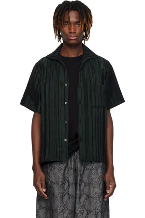 Pins & Needles Chemise noir et vert à col italien