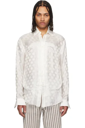 Edward Cuming Chemise blanche en cupro à panneaux en demi-cercle