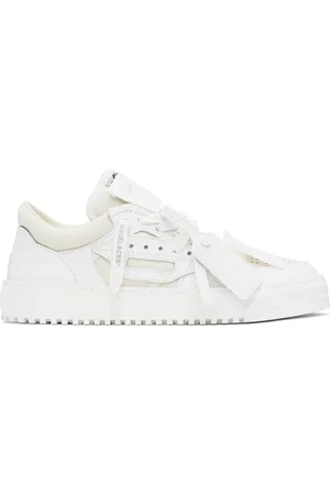 OFF-WHITE Baskets de court basses 3.0 blanc et beige à logos