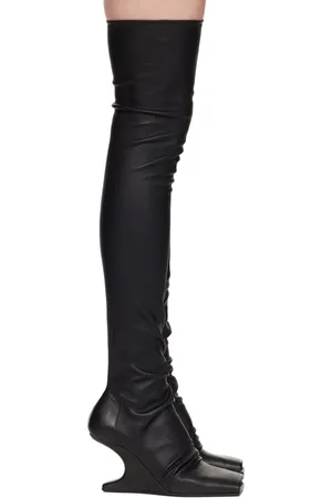 Rick Owens Bottes hautes noires à talon en porte à faux