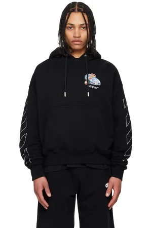 OFF-WHITE Pull à capuche noir à quatre flèches de style fresque