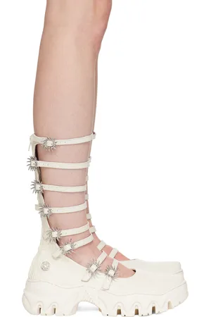 ROMBAUT Ballerines montantes de style Charles IX blanc cassé
