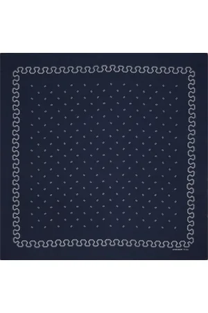 Kaptain Sunshine Foulard de style bandana carré bleu marine en soie à motif imprimé
