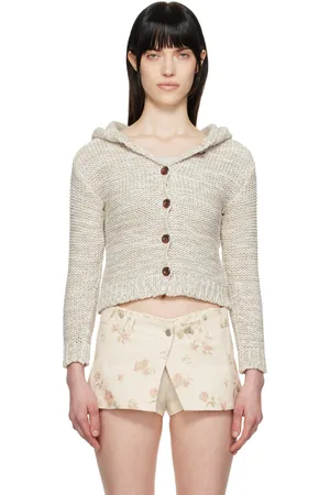 OPEN YY Cardigan en tricot de grosse laine à capuche