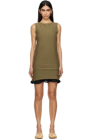ECKHAUS LATTA Robe courte brune à assemblage Veil