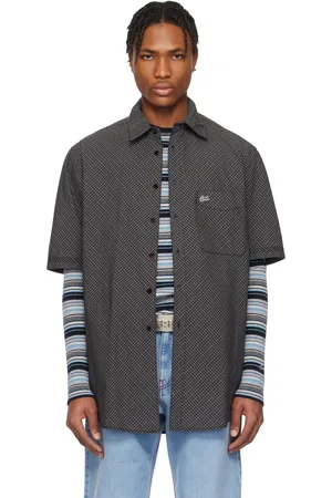 ERL Chemise à manches courtes noire à motif écossais