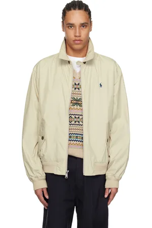 Ralph Lauren Blouson aviateur pliable beige en taffetas