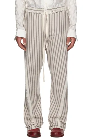 Edward Cuming Pantalon de survêtement gris à rayures et à coutures extérieures torsadées