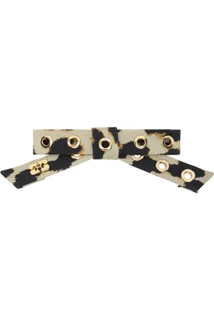Ganni Barrette beige et noir à boucle et à motif léopard