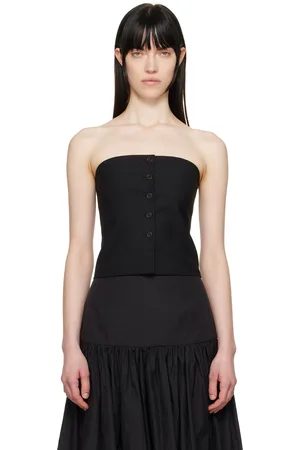 AMOMENTO Haut de style bustier noir à boutons