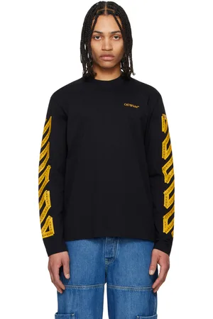 OFF-WHITE T-shirt de planchiste à manches longues noir à quatre flèches de style ruban à mesurer
