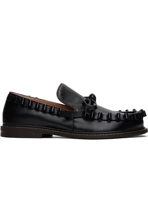 J.W.Anderson Flâneurs à enfiler noirs en cuir à volants