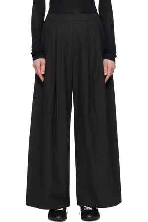 AMOMENTO Pantalon noir à nervures