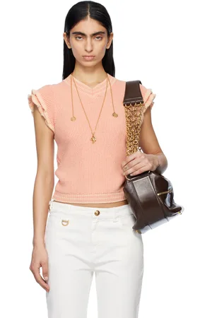 Chloé Pull à manches courtes rose en tricot