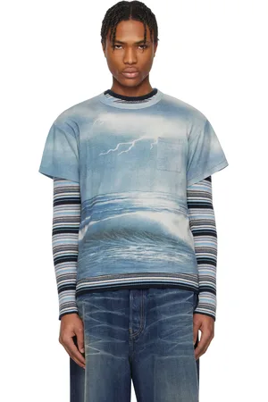 ERL T-shirt bleu à image de tempête