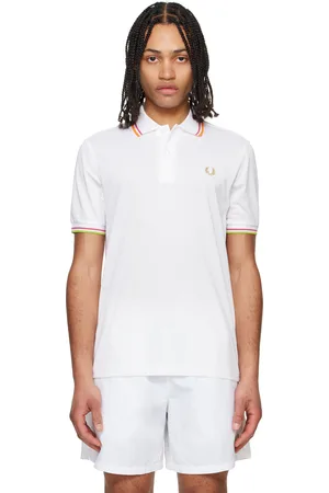 Fred Perry Polo On Court blanc à garnitures rayées