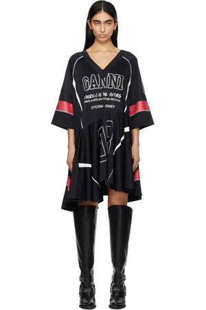 Ganni Robe courte surdimensionnée noire en filet Future