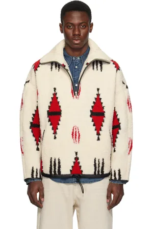 Isabel Marant Pull Marlo blanc cassé et rouge