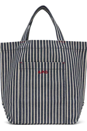 A.P.C. Mini cabas bleu marine et blanc cassé - Thais