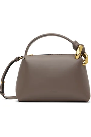 J.W.Anderson Petit sac à bandoulière taupe en cuir à logo et à maillon gourmette