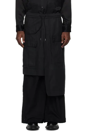 Maharishi Pantalon cargo de style hakama asymétrique noir