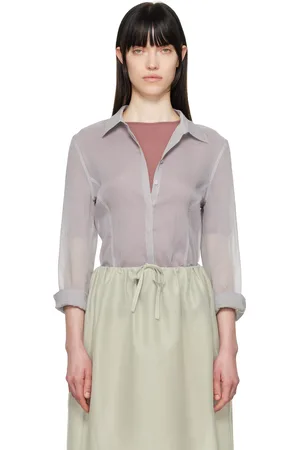 AMOMENTO Chemise ajustée semi-transparente grise