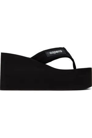 COPERNI Sandales à talon compensé noires à logo
