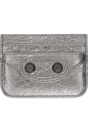 Balenciaga Porte-carte argenté à ornements Cagole