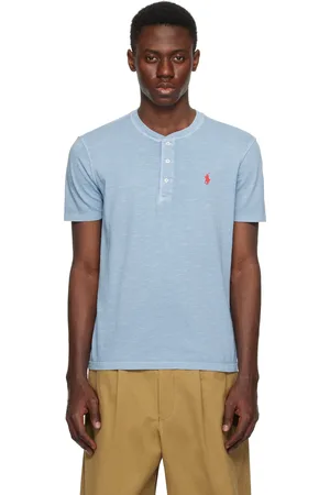 Ralph Lauren Henley à manches courtes bleu en jersey flammé