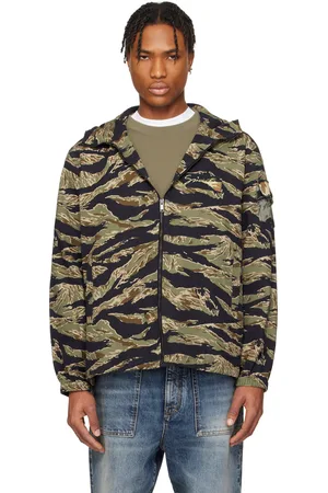 Givenchy Coupe-vent noir et kaki à motif camouflage imprimé