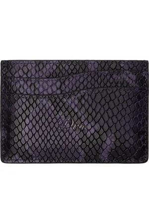DIME Porte-carte mauve en cuir gaufré façon serpent