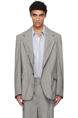 Hed Mayner Veston gris en sergé froissé