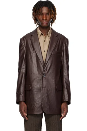 DRIES VAN NOTEN Veston bourgogne enduit