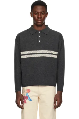 Small Talk Polo gris en tricot à rayures